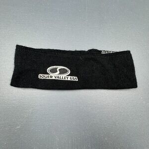 Squaw Valley USA Headband Black Knit Vintage Ski Resort Warm Outdoor Made USA
